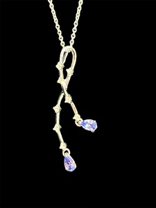 9ct White Gold Diamond and Tanzanite 18" Necklace
