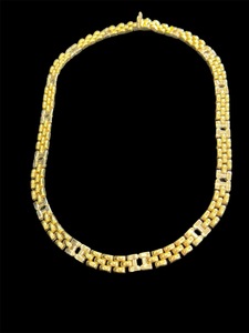 9ct 3 row link necklace - 17"